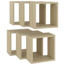 Berkfield Home Wall Cube Shelves 6 pcs Sonoma Oak 26x15x26 cm in Brown - Size: 26 x 15 x 26 cm - thumbnail 5