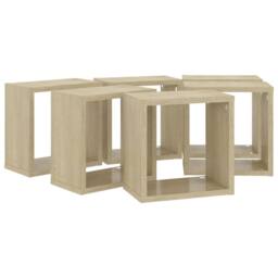 Berkfield Home Wall Cube Shelves 6 pcs Sonoma Oak 26x15x26 cm in Brown - Size: 26 x 15 x 26 cm - thumbnail 6