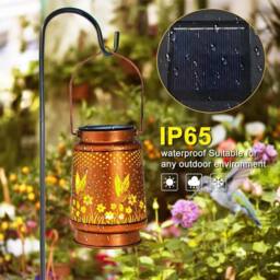 Havendro Hummingbird Metal Solar Lantern Hanging Light LED Outdoor Decor in Brown - thumbnail 3