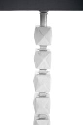 Orsina Large Faceted Floor Lamp, Nickel Finish Textured Cubic Base, Contemporary Floor Light With White Fabric in Black - thumbnail 5