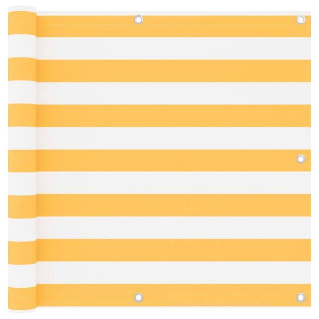 Berkfield Home Balcony Screen White & Yellow 90x300 cm Oxford Fabric - image 1