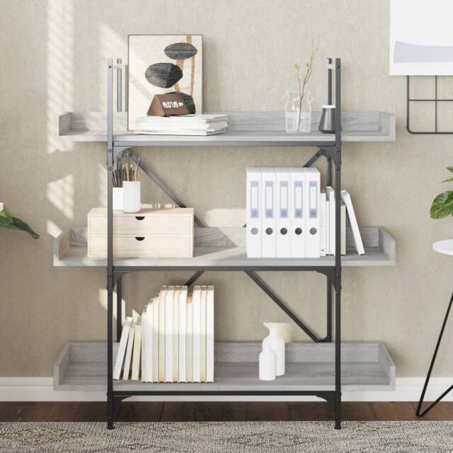 Berkfield Home Decorative Bookcase 3-Tier Grey Sonoma 100x33x108.5 cm Engineered Wood - image 1