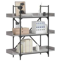 Berkfield Home Decorative Bookcase 3-Tier Grey Sonoma 100x33x108.5 cm Engineered Wood - thumbnail 2