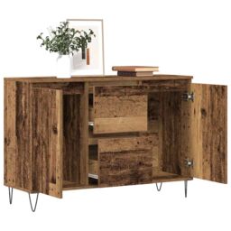 Berkfield Home Sideboard Old Wood 104x35x70 cm Engineered Wood in Brown - Size: 104 x 35 x 70 cm - thumbnail 3