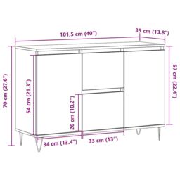 Berkfield Home Sideboard Old Wood 104x35x70 cm Engineered Wood in Brown - Size: 104 x 35 x 70 cm - thumbnail 8