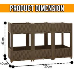 Nordara 2 Tier 6 Planter Garden Planter Raised Flower in Brown - Size: 1kg - thumbnail 2