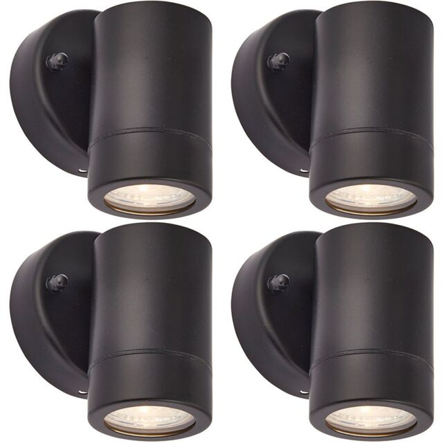 Loops 4 PACK Dimmable Outdoor IP44 Downlight - 7W GU10 LED - Matt Black & Glass - image 1