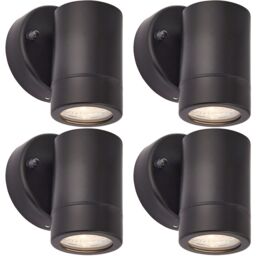 Loops 4 PACK Dimmable Outdoor IP44 Downlight - 7W GU10 LED - Matt Black & Glass