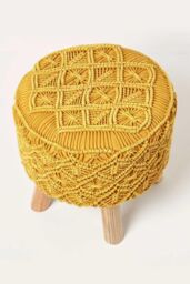 Homescapes Willow Macrame Footstool in Yellow - thumbnail 5
