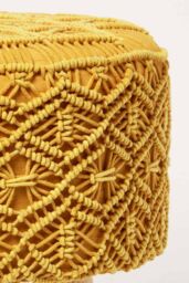 Homescapes Willow Macrame Footstool in Yellow - thumbnail 4