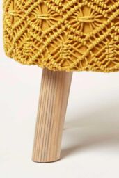 Homescapes Willow Macrame Footstool in Yellow - thumbnail 3