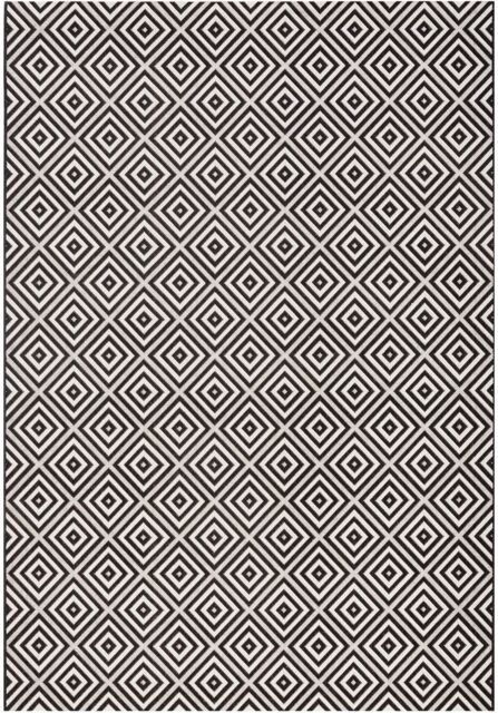 THE RUGS Karo Diamond Rug Indoor Outdoor Polypropylene Weatherproof Durable in Black - Size: 80 cm x 200 cm - image 1
