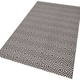 THE RUGS Karo Diamond Rug Indoor Outdoor Polypropylene Weatherproof Durable in Black - Size: 80 cm x 200 cm - thumbnail 5