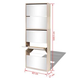Berkfield Home Shoe Cabinet 5-Layer Mirror Oak 63x17x169.5 cm in Brown - thumbnail 5