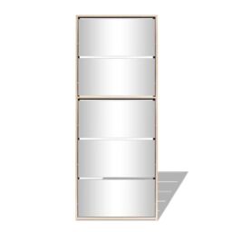 Berkfield Home Shoe Cabinet 5-Layer Mirror Oak 63x17x169.5 cm in Brown - thumbnail 4
