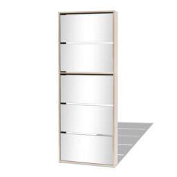 Berkfield Home Shoe Cabinet 5-Layer Mirror Oak 63x17x169.5 cm in Brown - thumbnail 2
