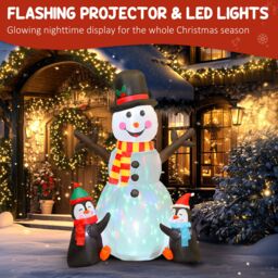 OUTSUNNY Blow Up Christmas Inflatables with Flashing Projector Light in White - Size: 6ft - thumbnail 4