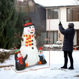 OUTSUNNY Blow Up Christmas Inflatables with Flashing Projector Light in White - Size: 6ft - thumbnail 3