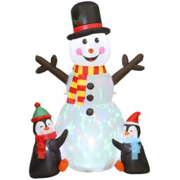 OUTSUNNY Blow Up Christmas Inflatables with Flashing Projector Light in White - Size: 6ft - thumbnail 2