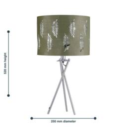 First Choice Lighting Set of 2 Tripod Table Lamps with Sage Green Fern Cut Out Shades in Silver - thumbnail 6