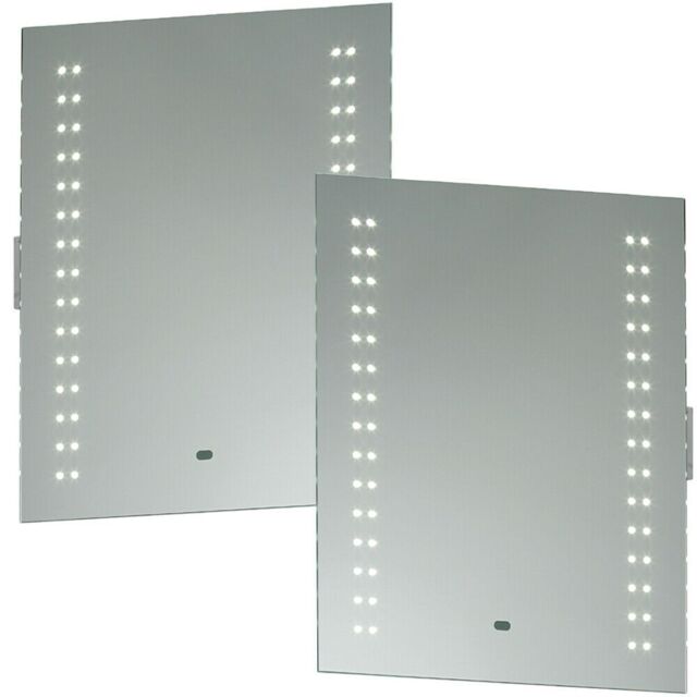 Loops 2 PACK IP44 LED Bathroom Mirror 60cm x 50cm Vanity Light Shaver Socket & Motion - Size: 60 cm x 50 cm - image 1