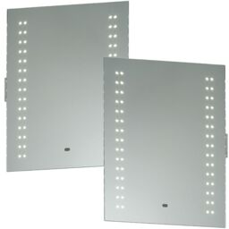 Loops 2 PACK IP44 LED Bathroom Mirror 60cm x 50cm Vanity Light Shaver Socket & Motion - Size: 60 cm x 50 cm - thumbnail 1