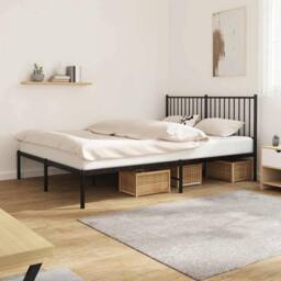 Berkfield Home Metal Bed Frame with Headboard Black 160x200 cm - thumbnail 2