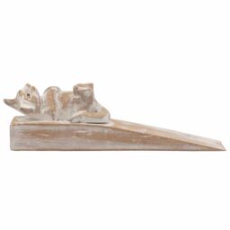 KDMD Hand carved Doorstop - Kitten in Brown
