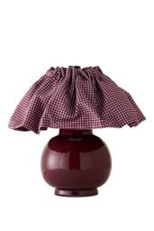 ValueLights Arabella Pleated Pinstripe Gingham Lamp Shade Ceramic Table Lamp in Burgundy - thumbnail 6