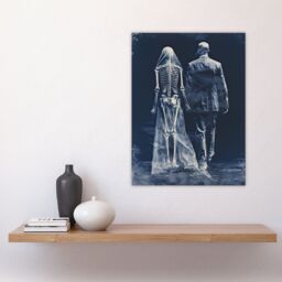 "Artery8 Wall Art Print Until Death Do Us Part Skeletal Love Poster Picture in Blue - Size: W18"" x H24""" - thumbnail 4