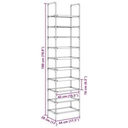 Berkfield Home Shoe Rack 10-Tier Black 44x28x180 cm Non-woven Fabric - Size: 44 x 28 x 180 cm - thumbnail 9