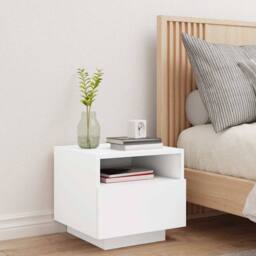 Berkfield Home Decorative Bedside Cabinet with LED Lights White 40x39x37 cm - Size: 40 x 39 x 37 cm - thumbnail 1