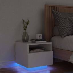 Berkfield Home Decorative Bedside Cabinet with LED Lights White 40x39x37 cm - Size: 40 x 39 x 37 cm - thumbnail 2