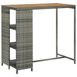Berkfield Home Bar Table with Storage Rack Grey 120x60x110 cm Poly Rattan - Size: 120 x 60 x 110 cm - thumbnail 2