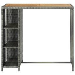 Berkfield Home Bar Table with Storage Rack Grey 120x60x110 cm Poly Rattan - Size: 120 x 60 x 110 cm