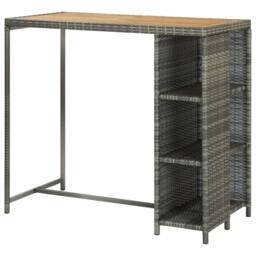 Berkfield Home Bar Table with Storage Rack Grey 120x60x110 cm Poly Rattan - Size: 120 x 60 x 110 cm - thumbnail 4