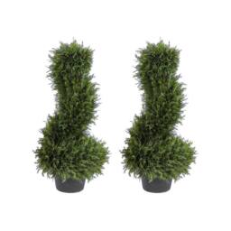 Voltico Set of 2 Artificial Spiral Pine Trees 66cm in Green - thumbnail 2