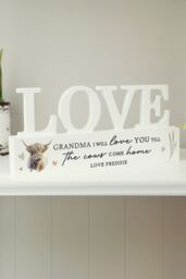 Personalised Memento Company Personalised Highland Cow LOVE Wooden Ornament in White - thumbnail 4