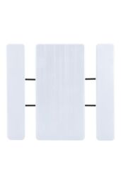 Living and Home Foldable Outdoor Picnic Table and Bench Set with Parasol Hole in White - thumbnail 5