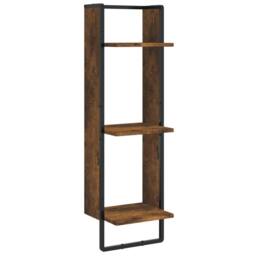 Berkfield Home 6 Piece Wall Shelf Set with Bars Smoked Oak Engineered Wood in Brown - thumbnail 8