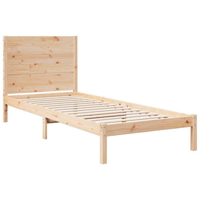 Berkfield Home Decorative Extra Long Bed Frame without Mattress 90x220 cm Solid Wood in Light Brown - image 1