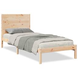 Berkfield Home Decorative Extra Long Bed Frame without Mattress 90x220 cm Solid Wood in Light Brown - thumbnail 3