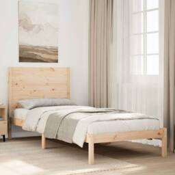 Berkfield Home Decorative Extra Long Bed Frame without Mattress 90x220 cm Solid Wood in Light Brown - thumbnail 2