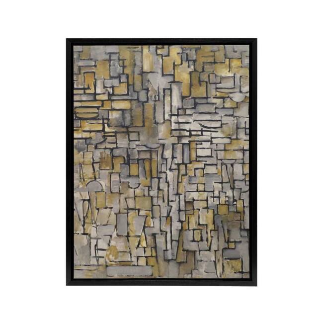 "Artery8 Tableau No 2 Composition No VII Mondrian Framed Canvas Wall Art Print in Grey - Size: W24"" x H32""" - image 1