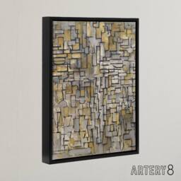 "Artery8 Tableau No 2 Composition No VII Mondrian Framed Canvas Wall Art Print in Grey - Size: W24"" x H32""" - thumbnail 2