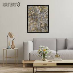 "Artery8 Tableau No 2 Composition No VII Mondrian Framed Canvas Wall Art Print in Grey - Size: W24"" x H32""" - thumbnail 3