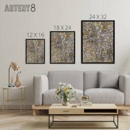 "Artery8 Tableau No 2 Composition No VII Mondrian Framed Canvas Wall Art Print in Grey - Size: W24"" x H32""" - thumbnail 4
