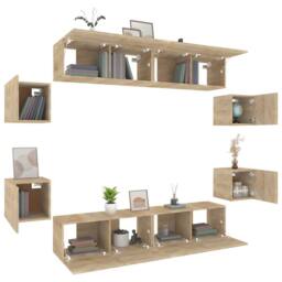 Berkfield Home 8 Piece TV Cabinet Set Sonoma Oak Engineered Wood in Brown - thumbnail 4