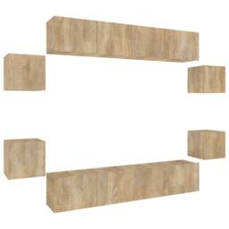 Berkfield Home 8 Piece TV Cabinet Set Sonoma Oak Engineered Wood in Brown - thumbnail 2