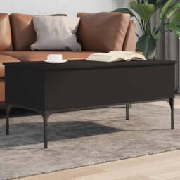 Berkfield Home Comfortable Coffee Table Black 100x50x45 cm Engineered Wood & Metal - Size: 100 x 50 x 45 cm - thumbnail 2